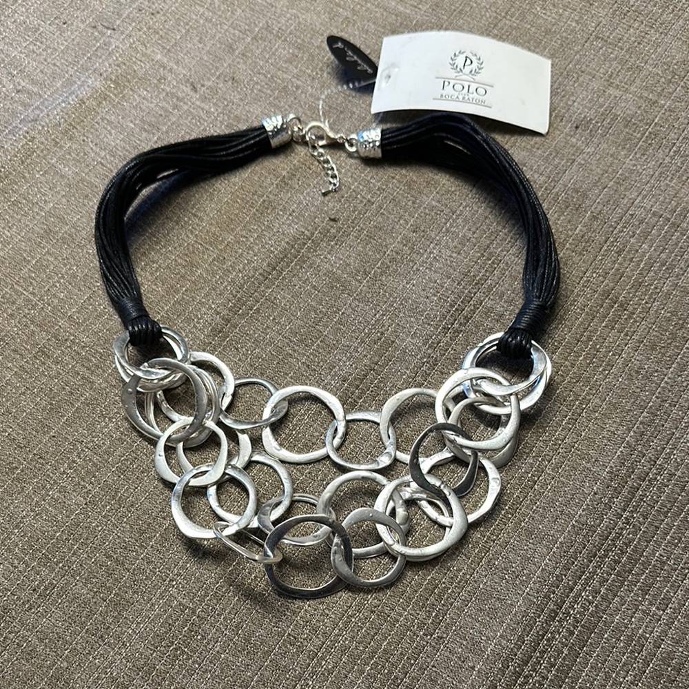 Polo Club Boca Raton Black and Silver Alisha D NAY50 Necklace